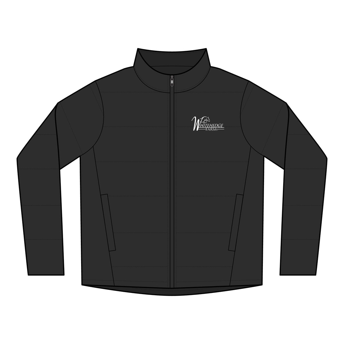 Women's Puffer Jacket - Minimal Script Logo Chest Puff Coat, Lightweight Insulated Outerwear