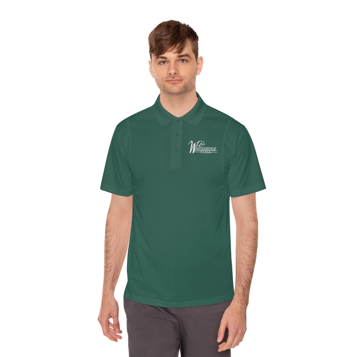 White Men's Sport Polo with Subtle Left-Chest 'W' Logo — Performance Golf & Work Shirt