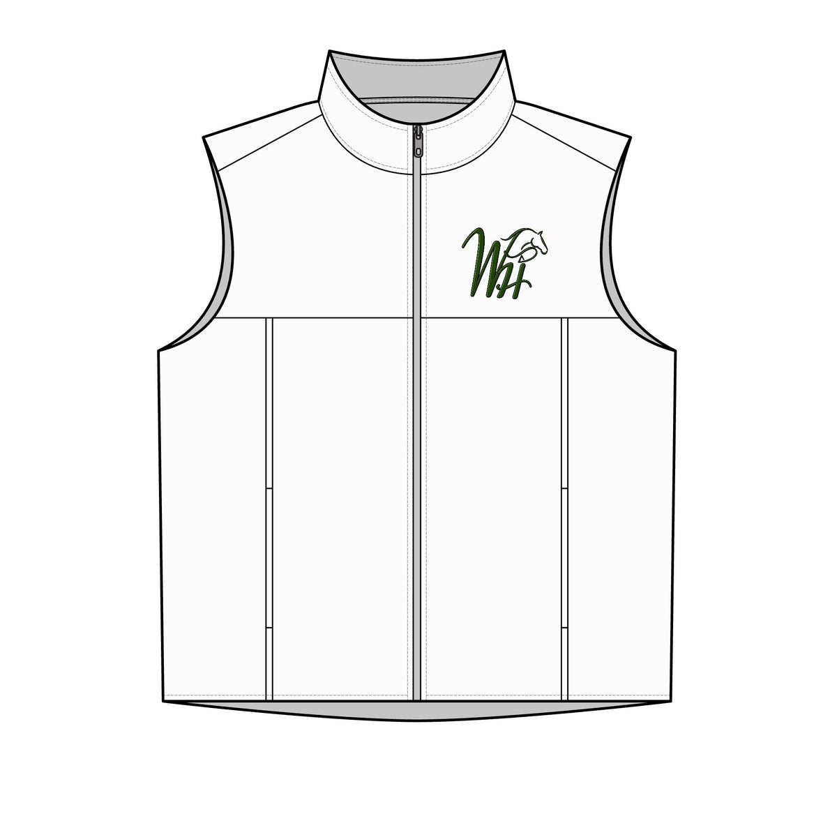 Women's Puffy Vest - Olive Script 'WF' Horse Logo Quilted Vest