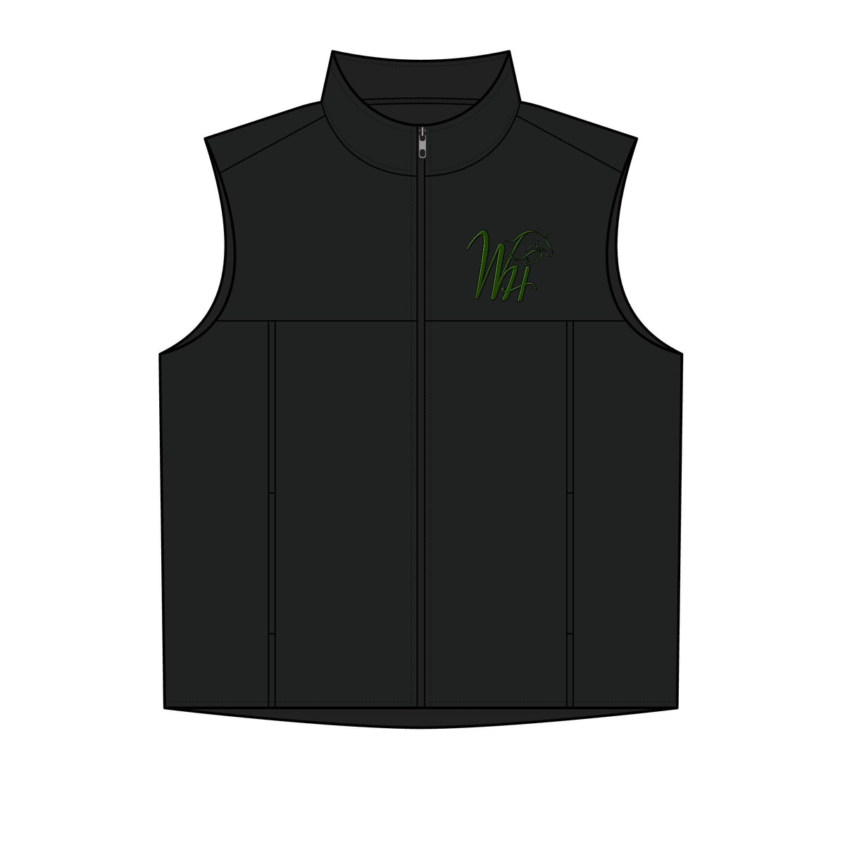 Women's Puffy Vest - Olive Script 'WF' Horse Logo Quilted Vest