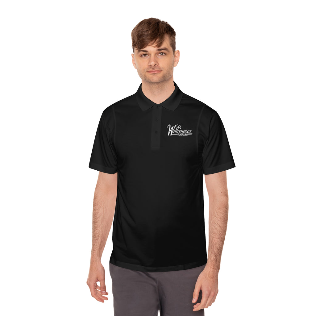 White Men's Sport Polo with Subtle Left-Chest 'W' Logo — Performance Golf & Work Shirt