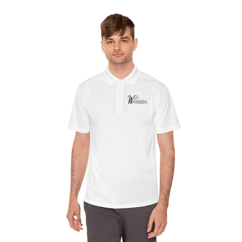 White Men's Sport Polo with Subtle Left-Chest 'W' Logo — Performance Golf & Work Shirt