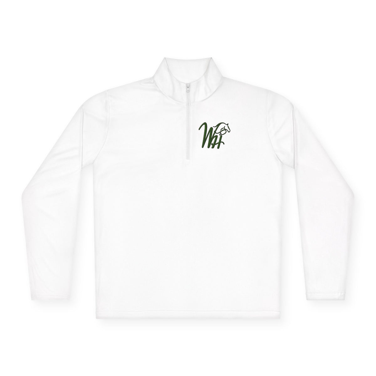 White Quarter-Zip Pullover with Green WF Script Logo
