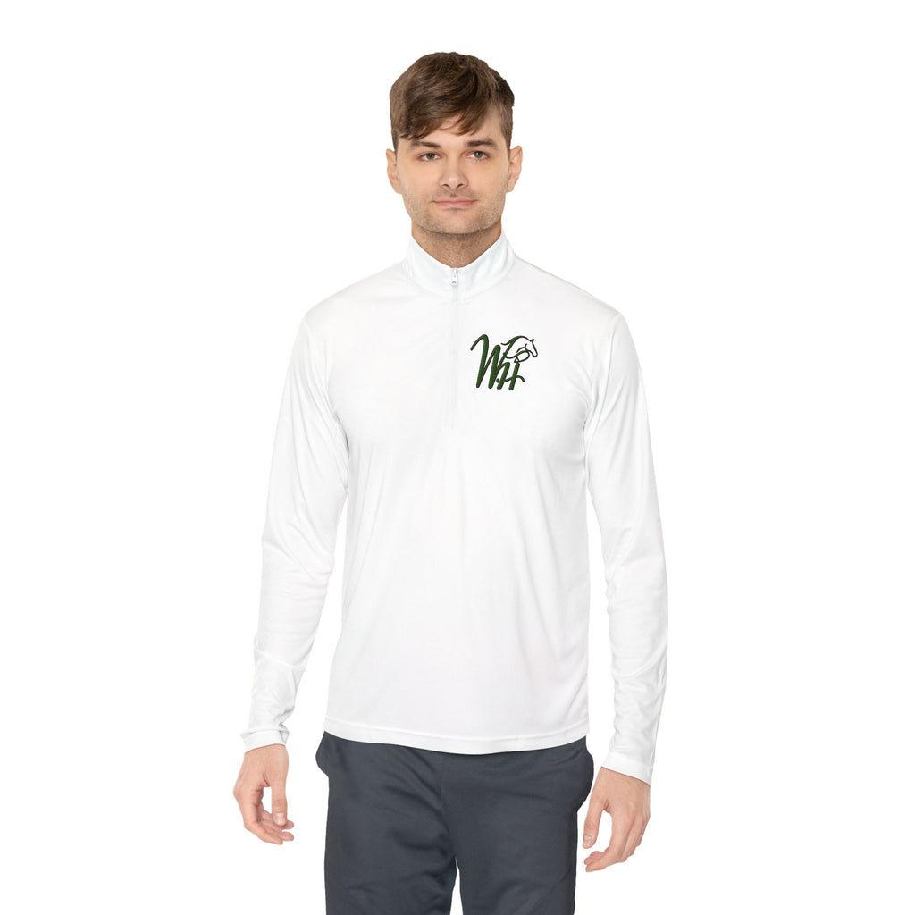 White Quarter-Zip Pullover with Green WF Script Logo