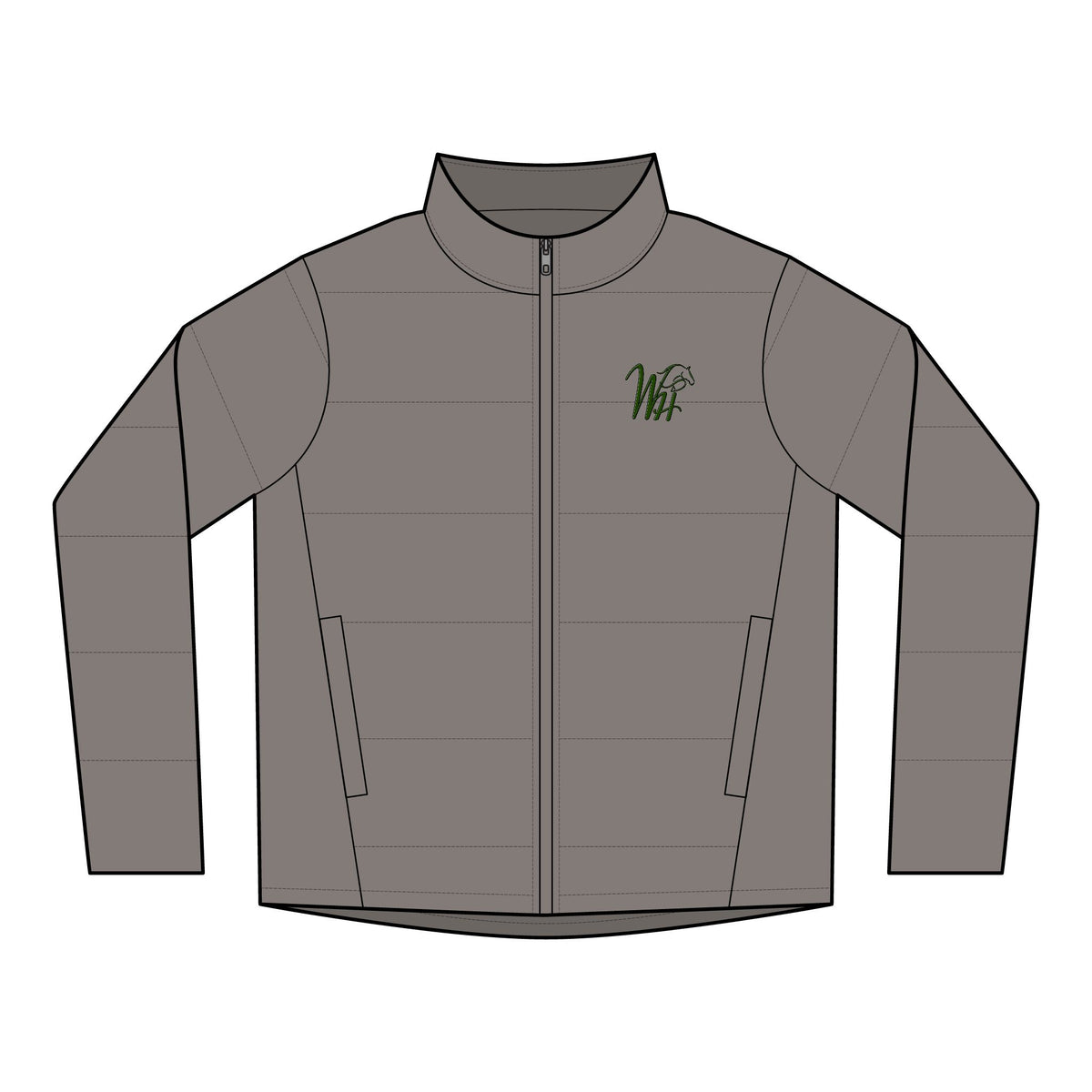 Women's Puffer Jacket - Minimal Script Logo Chest Puff Coat, Lightweight Insulated Outerwear